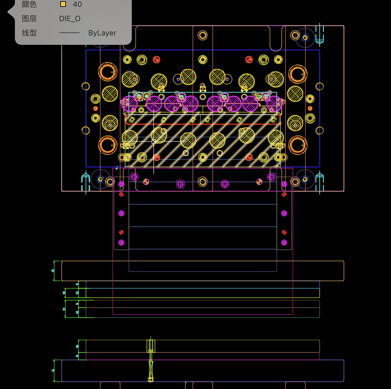 不锈钢铰链支架冲孔打凸冲压模具图